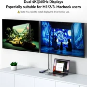 ACASIS USB C Docking Station, Dual 4K HDMI DisplayLink Dock for MacBook Air/Pro, M1/M2/M3/M4 Mac, 100W PD, USB Hub