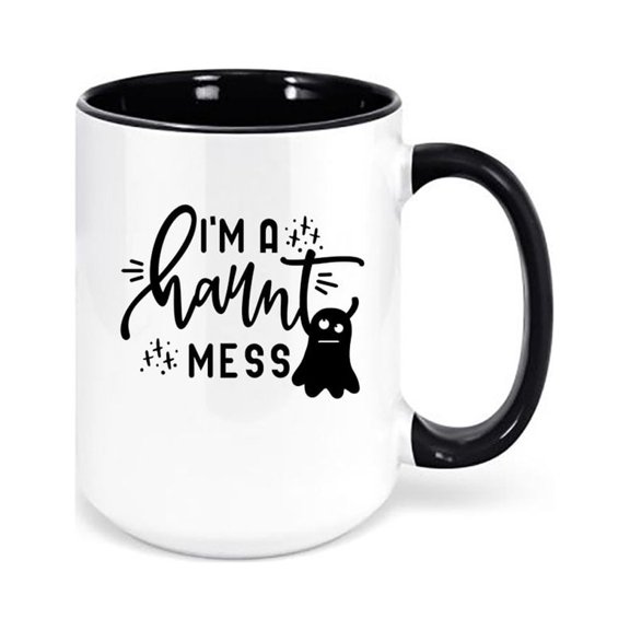 Halloween Mug, I'm A Haunt Mess, Ghost Mug, Halloween Coffee Mug, Funny Mugs, Haunted Mug, Ghost Lover, Mugs With Words, Spooky Mug, BLACK
