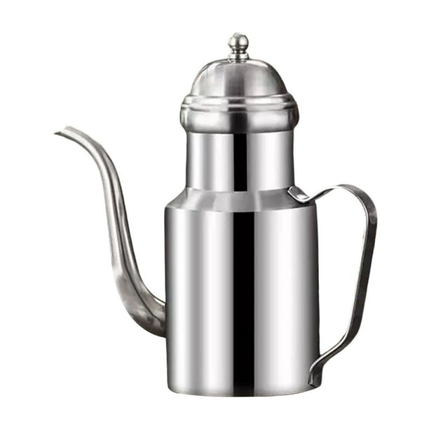 Botella dispensadora de aceite de acero inoxidable, fácil de verter, a prueba de fugas, 650 ml de aceite de oliva Plata
