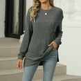 thumbnail image 4 of Womens Plain Tshirts Long Sleeve Going Out Tops for Women Fall Sweaters Lightweight Crewneck Pullover Blouses Casual Green 2XL, 4 of 7