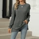 thumbnail image 4 of Jersey ligero de manga larga y cuello redondo para mujer - Jersey túnica informal, poliéster de color liso, tallas S-XXL para el otoño, 4 of 7
