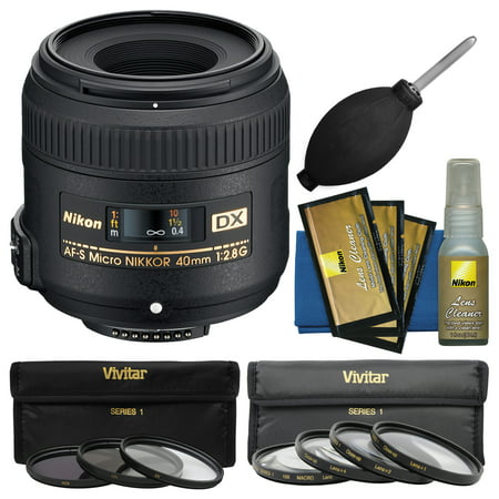 Nikon 40mm f/2.8 G DX AF-S Micro-Nikkor Lens + 7 UV/CPL/ND8 & Close-up Filters + Cleaning Kit for D3200, D3300, D5300, D5500, D7100, D7200