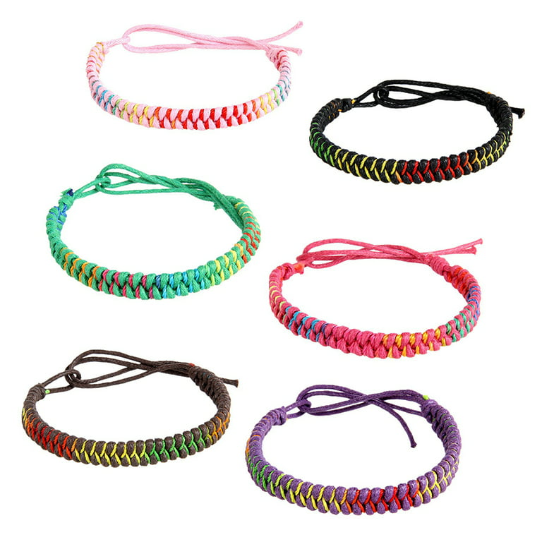 Eease 6pcs Handmade Braided Woven Friendship Bracelets Bulk for Men Women Wrist Ankle Cool Gift (Random Color), Men's, Grey Type