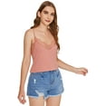 thumbnail image 3 of Women's V Neck Sleeveless Lace Trim Spaghetti Strap Slim Fit Camisole Cami Tank Top, 3 of 5