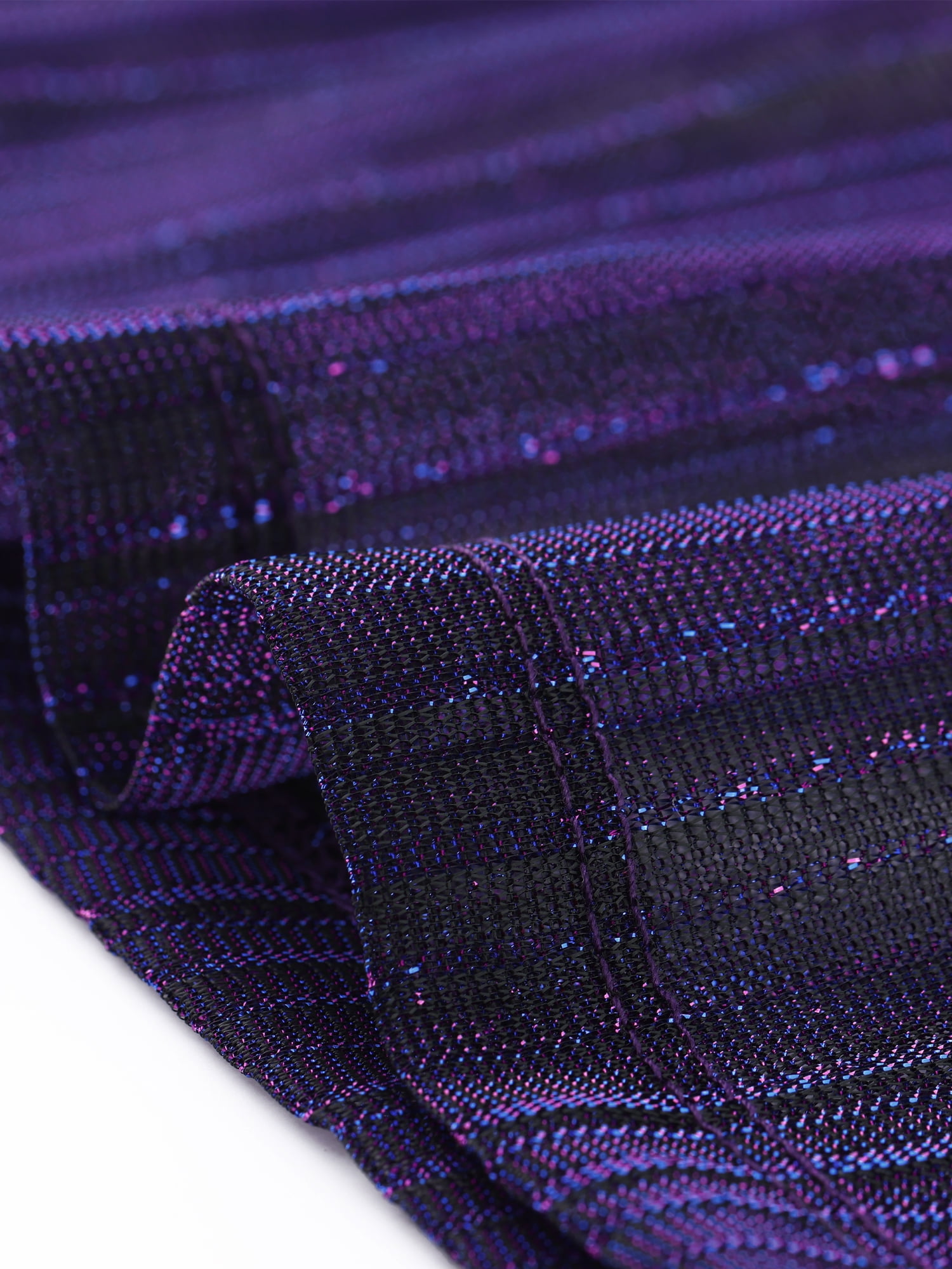 DARING DIVA Shirt Short Sleeve Mesh Metallic Shiny Top M Purple
