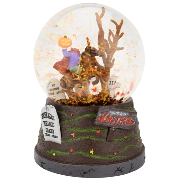 Sleepy Hollow Fall Themed Headless Horseman Halloween Snow Globe - Large 6.5"