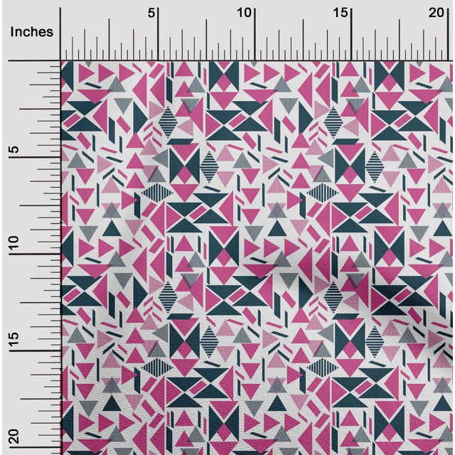 oneOone Silk Tabby Fabric Rectangle & Triangle Geometric Print Fabric BTY 42 Inch Wide