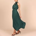 thumbnail image 6 of ClodeEU Women's Halter Neck Fitted Waist Maxi Dress ,Sleeveless Solid Color Pleated Casual Long Dress Army Green,Womens Plus XL, 6 of 6