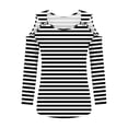 thumbnail image 4 of JYLPZYR Womens T Shirt Women's Tops V Neck 3/4 Sleeve Shirts Casual Blouses Cold Shoulder Tops Basic Tees Floral Print Tshirts (Black,L), 4 of 5