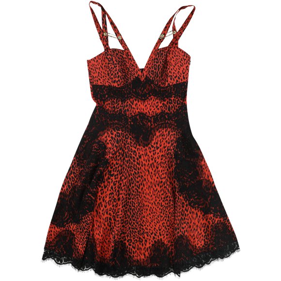 GUESS Womens Nadine Embellished Fit & Flare Dress, Red, X-Small