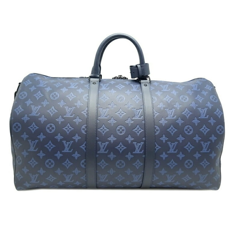 Authenticated Used Louis Vuitton Keepall Bandouliere 50 Women's and Men's  Boston Bag M45731 Monogram Shadow Leather Navy 