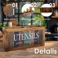 thumbnail image 4 of Soporte de Utensilios de Madera Resistente Organizador de Utensilios de Cocina con 4 Compartimentos y Fondo de Drenaje Organizador de Cubiertos Soporte de Vaso Organizador de Cubiertos para Utensilio, 4 of 11