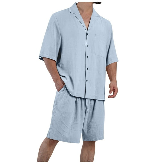 Zylarhe Men T Shirts Mens Summer Fashion Solid Color Large Size Cuban Collar Short Sleeve Pocket Button Cardigan Shirt Button down Pajama Shirt