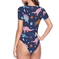 thumbnail image 3 of Uemuo Dinosaur Pattern Women's One Piece Short Sleeve Swimsuit Rash Guard Surfing Modest Quick-drying Swimsuit Beach Essentials-Large, 3 of 9