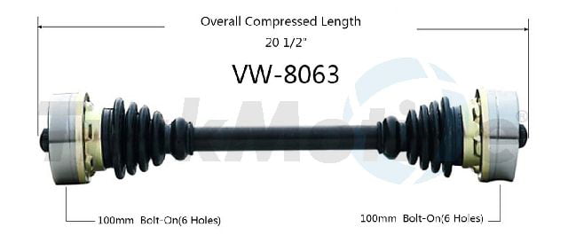 Rear Left CV Axle Joint Assembly Shaft For Vanagon Van Auto Trans 1.6L 2.0L H4 