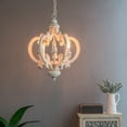thumbnail image 4 of French Country Wood Chandelier, 6-Light Farmhouse Pendant Light Fixture with Adjustable Chain for Kitchen Foyer Hallway Entryway, Bulb Not Included, 4 of 10