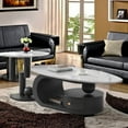 thumbnail image 4 of Coffee Table Set of 2,Black Coffee Table and Side Table Sets with Faux Marble Top and Drawer, 4 of 9