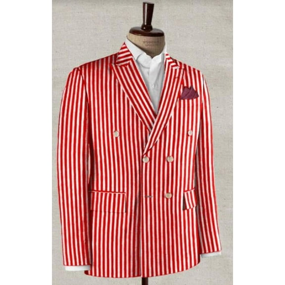 Double Breasted Blazer - Seersucker Blazer - Summer Blazer - Red