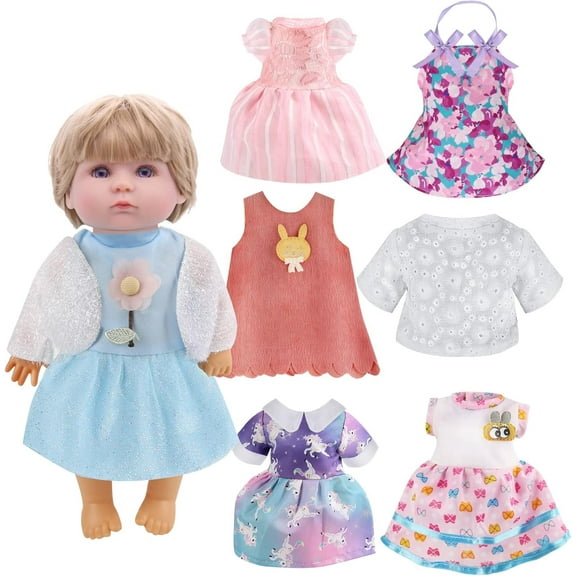 Girl Doll Clothes and Accessories 8pcs Doll Clothes for 12 Inch Dolls Alive-Baby Doll Clothes Dress Pajamas Lovely Baby Doll Outfits Accessories for Christmas Birthday for Little Girl