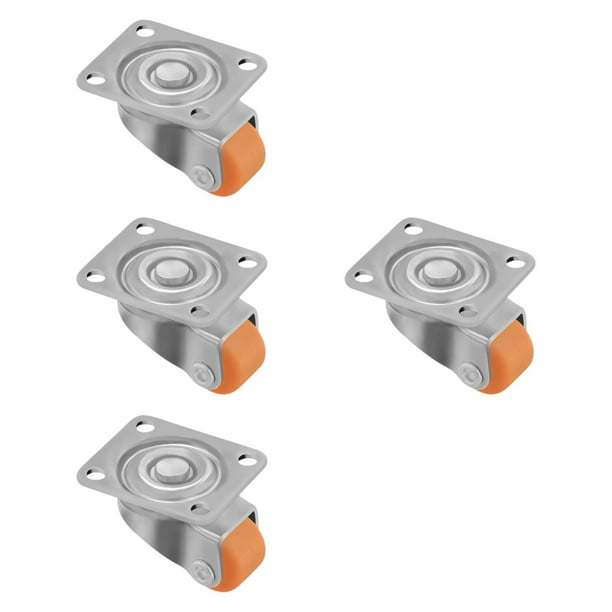 4 piezas Mini ruedas giratorias para muebles Ruedas lineales Juego de ruedas pequeñas de goma bajas Naranja