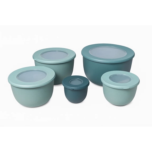 Wheat PP Mixing Bowl Set with Lids - Green - Set of 10