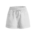thumbnail image 4 of DISKEBUISS Women's Cotton Shorts High Waist Drawstring Short Pants with Pockets for Summer Daily Casual, 4 of 5