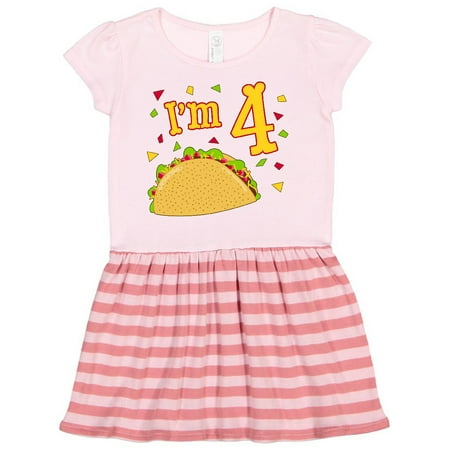 

Inktastic Im Four- taco birthday party Gift Toddler Girl Dress