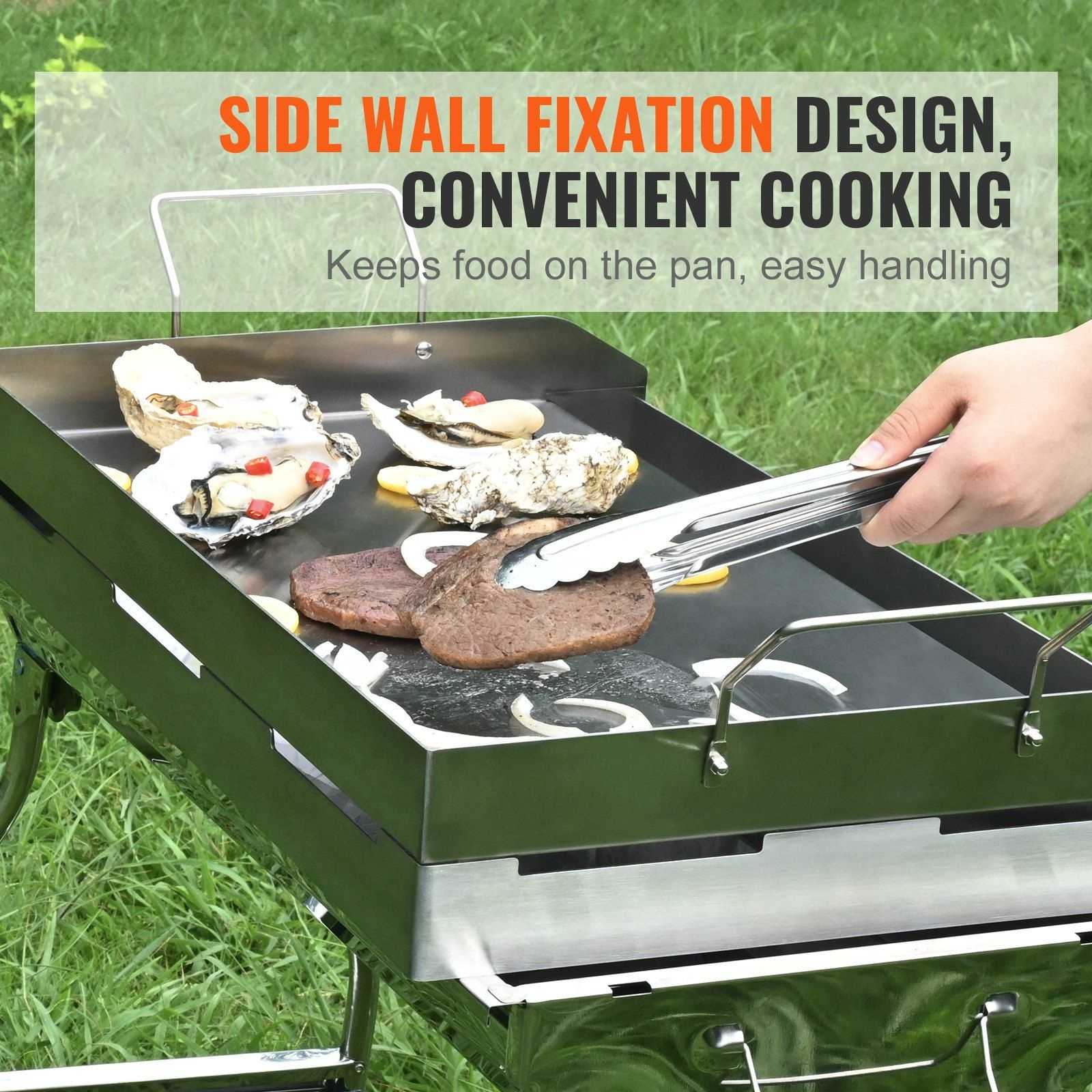 Stovetop Griddle 23.5x16", Pre-Seasoned Stainless Steel, Double Burner Pan, Non-Stick, BBQ Grill Compatible, Oil Groove, Family Cooking
