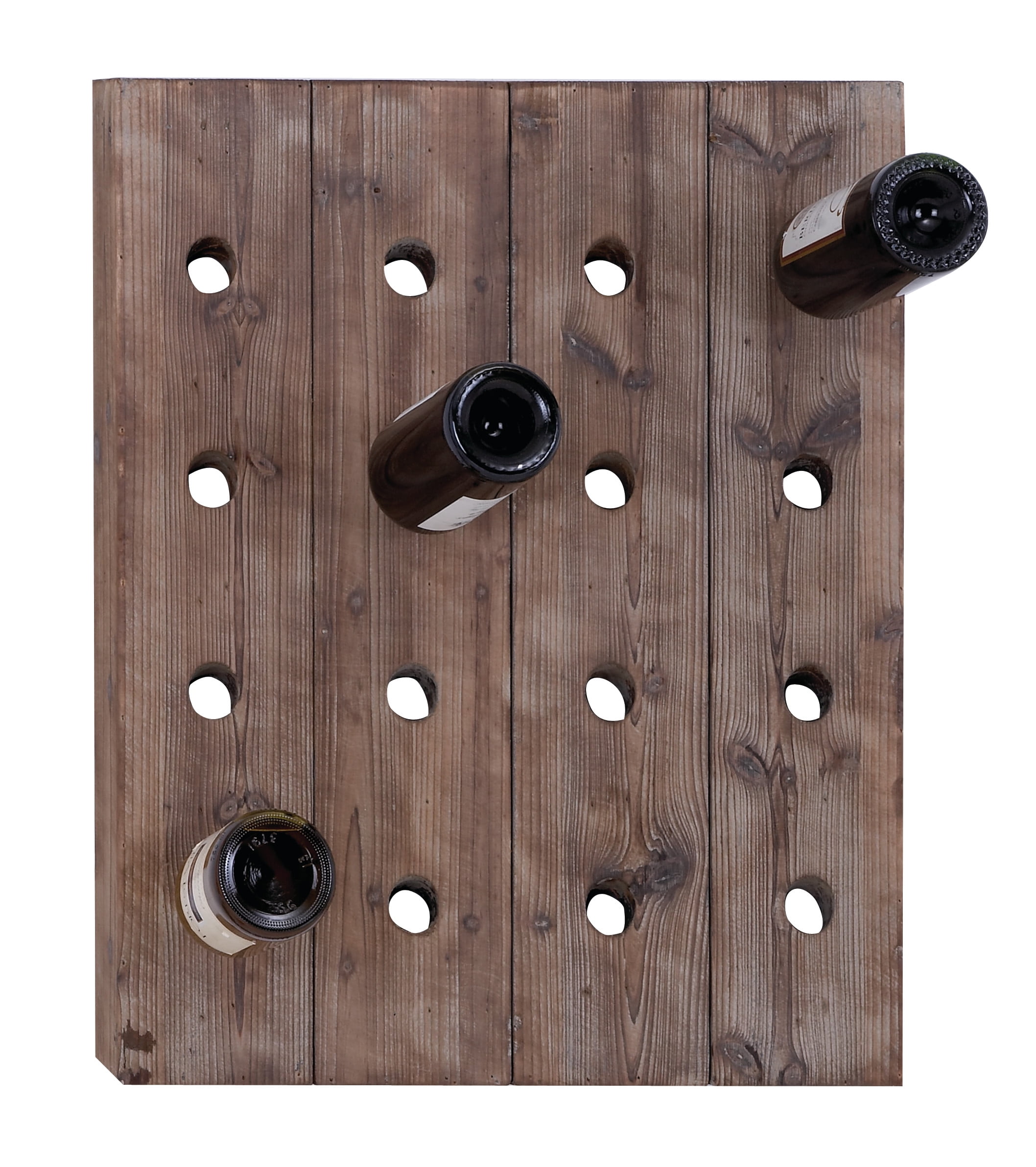 DecMode 25" x 21" Rustic Reclaimed Wood Hanging Wine Rack 16 Bottle