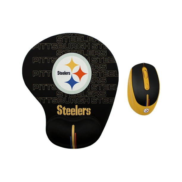 Set NFL de mouse inalambrico y pad con soporte de muñeca Pittsburgh Steelers 100% original