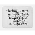 thumbnail image 1 of I'm Mermaid Bath Mat, Being Cool with Who You Are Happy Advocate Self Esteem Promoting Expression, Non-Slip Plush Mat Bathroom Kitchen Laundry Room Decor, 29.5 X 17.5 Inches, Black White, Ambesonne, 1 of 2