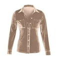 thumbnail image 4 of New Trendy!Homenesgenics Clothes under $5.00 Fashion Women's Spring Velvet Long Sleeve Button Pocket Casual Shirt Top/Green L, 4 of 5