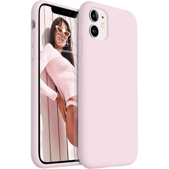 iPhone 11 Phone case, Silicone Ultra Slim Case with Full Body Shockproof Protection Cover Anti-Scratch Microfiber Lining for iPhone 11 with Comfortable Grip, 6.1 inch, Ice Pink