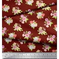 thumbnail image 3 of Soimoi Red Cotton Poplin Fabric Leaves & Grandiflora Roses Floral Print Fabric by the Yard 42 Inch Wide, 3 of 3