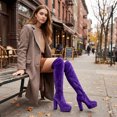 thumbnail image 6 of BLISSFUL STEP Women's Boots Faux Velvet Over The Knee Platform Round Toe Chunky Heel Boots Purple 7, 6 of 7