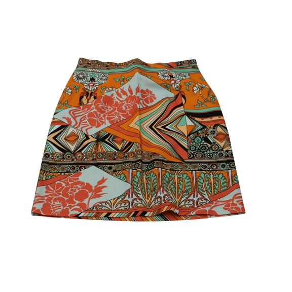 Pre-Owned MSGM Floral-printed Mini Pencil Skirt in Orange Cotton