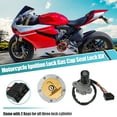 thumbnail image 2 of Unique Bargains 1 Set Motorcycle Ignition Switch Gas Fuel Tank Cap Cover Seat Lock with Keys Black, Silver Tone, 2 of 7