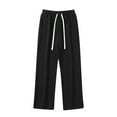 thumbnail image 2 of DODADAWANJ Big and Tall Sweatpants for Men Open Bottom Straight Wide Leg Cotton Pants Loose Fit Drawstring Elastic Waist Sweatpant with Pockets Black L, 2 of 7