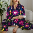 thumbnail image 6 of Honeii Colorful Mexican print Women's Pajama Sets Long Sleeve Button Down Sleepwear Nightwear Soft Pjs Lounge Sets-Large, 6 of 7