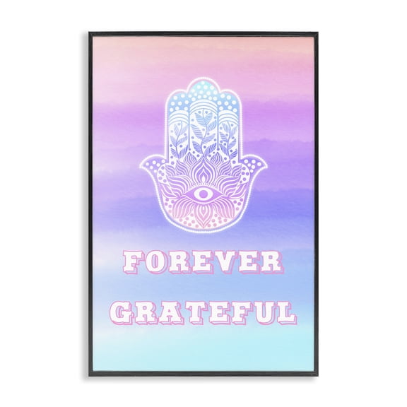 Stupell Industries Bohemian Forever Grateful Hamsa Black Framed Giclee Art, 12 x 18, by Pooja Dave