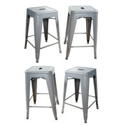 AmeriHome Loft Silver 24 Inch Metal Bar Stool 4 Piece by Buffalo Corp