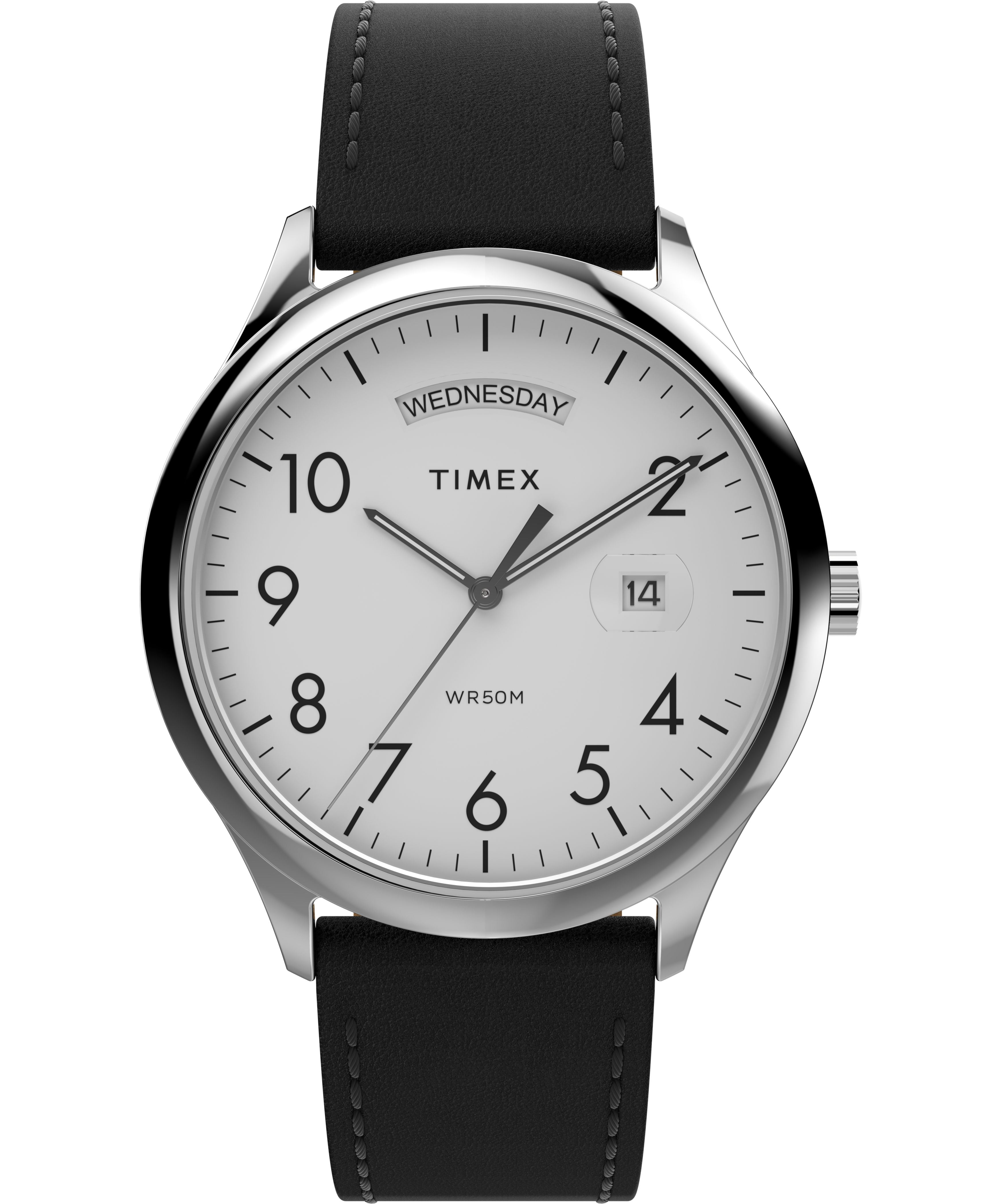 Timex Men's Easy Reader Bold 43mm Watch – Silver-Tone Case Cream