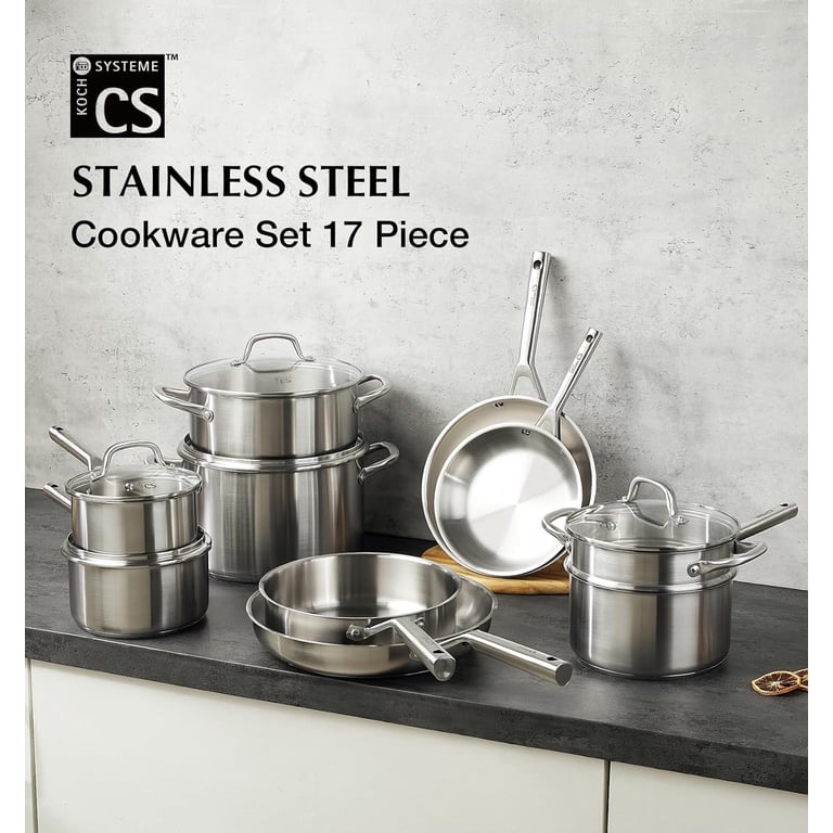 Koch Systeme CS 17-Pc Stainless Steel Cookware Set, Oven Safe