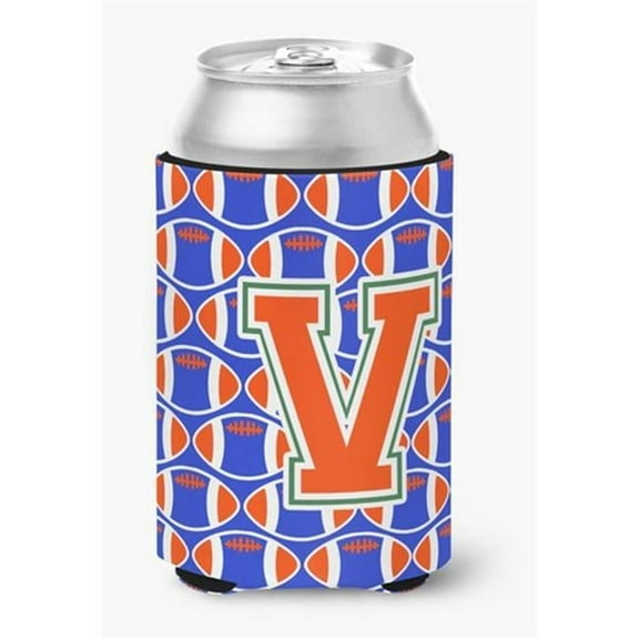 Letter V Football Green, Blue & Orange Can or Bottle Hugger