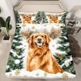 thumbnail image 2 of Homewish Cartoon Puppy Dog Twin Sheet Sets,Winter Pine Tree Twin Fitted Sheet,Gold Xmas Tree Flat Sheet For Boys Kids,Breathable Home Decor,3 Pieces, 2 of 7
