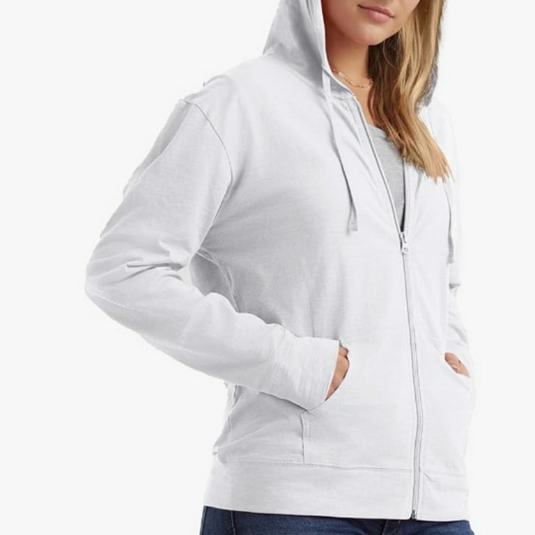 YOUSNH Knitted Full Zip Hoodie with Slit Pockets Classic Hoodie