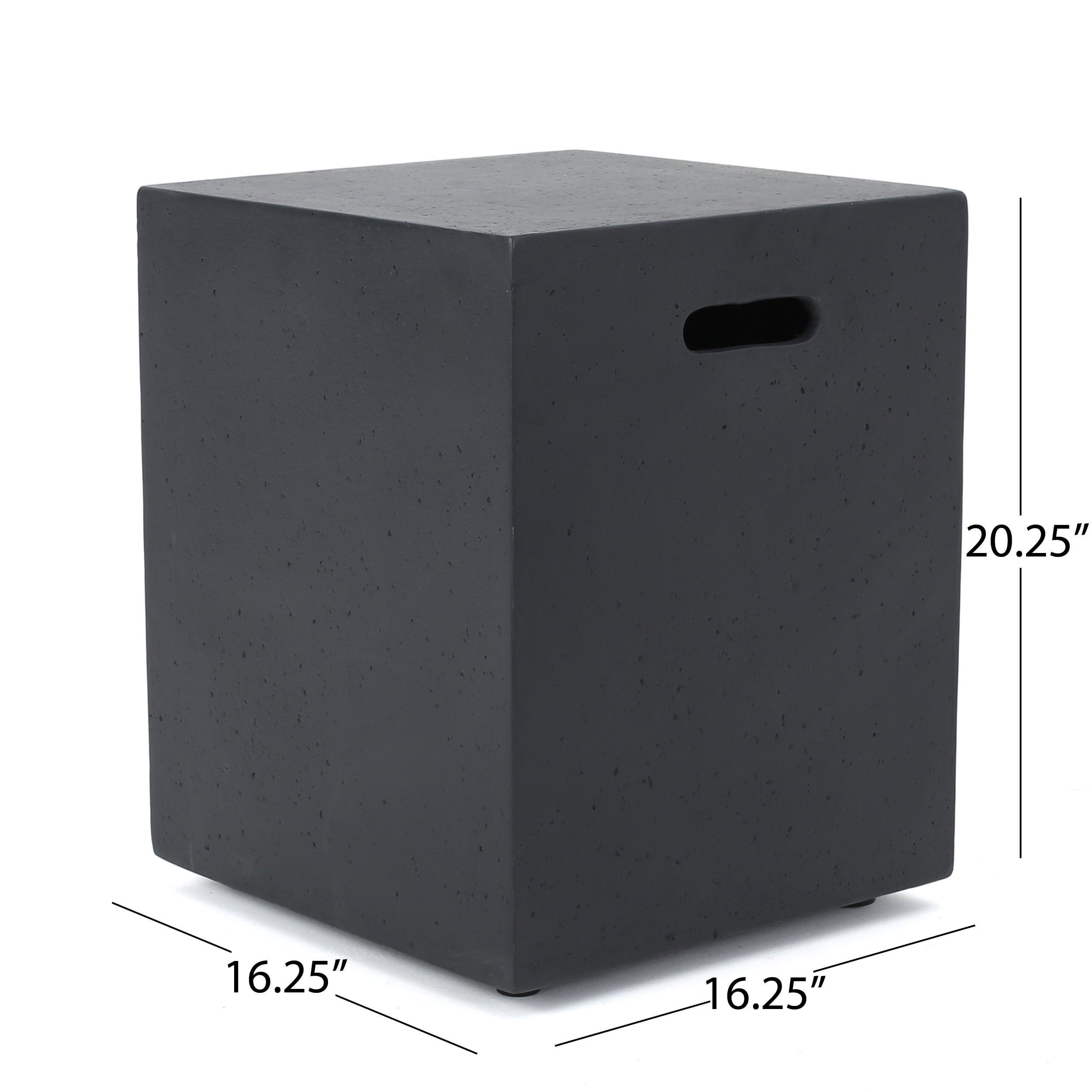 Mayfair Lightweight Concrete Outdoor Tank Holder Side Table, Dark Gray