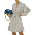 thumbnail image 1 of Femmes Manches Longues Bouton de Robe vers le Bas Imprimé Floral Robes d'Automne, 1 of 7