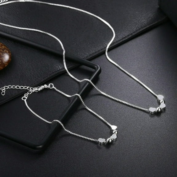 EOEMY 925 Silver Fashion Wedding Women Charms Chain Necklace Bracelet Set Jewelry Ls10