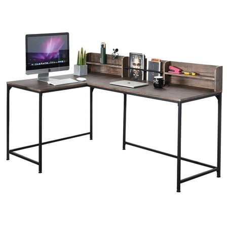 Homy Casa L Shaped Corner Desk Industrial Style Large Desktop